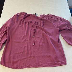 Zac & Rachel Mauve Blouse with Lace Accents 🐯